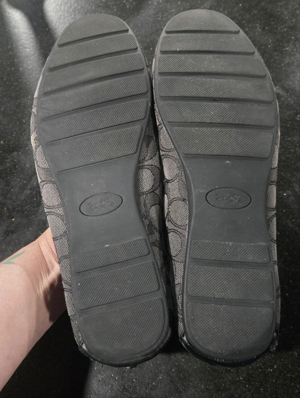 Coach Gray and Black Signature Canvas Loafers